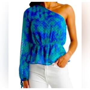 Vici Collection One Shoulder Peplum Puff Sleeve  Blouse ***NWOT***